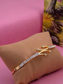 Estele - Gold and Rhodium Plated Blossom Bud Bracelet with Austrian Crystals for Women